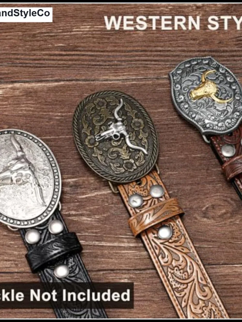 3 Pack Western Leather Belts Without Buckle, Floral Embossed Cowboy Belt Strap